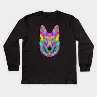 Dogface colorful Kids Long Sleeve T-Shirt